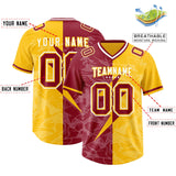 Custom Yellow Cardinal Split Personalized Lightning Pattern Football Jersey