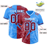 Custom Light Blue Cardinal Split Personalized Lightning Pattern Football Jersey