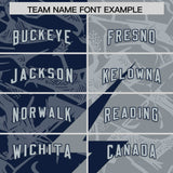 Custom Navy Gray Split Personalized Lightning Pattern Football Jersey