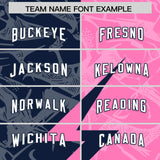 Custom Pink Navy Split Personalized Lightning Pattern Football Jersey