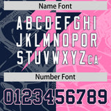 Custom Pink Navy Split Personalized Lightning Pattern Football Jersey