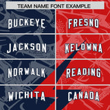 Custom Red Navy Split Personalized Lightning Pattern Football Jersey