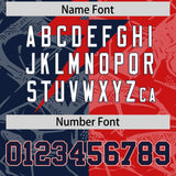 Custom Red Navy Split Personalized Lightning Pattern Football Jersey