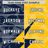 Custom Gold Navy Split Personalized Lightning Pattern Football Jersey