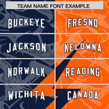 Custom Orange Navy Split Personalized Lightning Pattern Football Jersey
