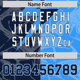 Custom Light Blue Navy Split Personalized Lightning Pattern Football Jersey