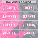 Custom Gray Pink Split Personalized Lightning Pattern Football Jersey