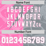 Custom Gray Pink Split Personalized Lightning Pattern Football Jersey