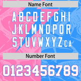 Custom Light Blue Pink Split Personalized Lightning Pattern Football Jersey