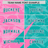 Custom Aqua Pink Split Personalized Lightning Pattern Football Jersey