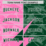 Custom Pink Green Split Personalized Lightning Pattern Football Jersey
