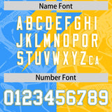 Custom Yellow Light Blue Split Personalized Lightning Pattern Football Jersey