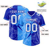 Custom Royal Light Blue Split Personalized Lightning Pattern Football Jersey