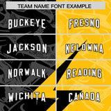 Custom Yellow Black Split Personalized Lightning Pattern Football Jersey