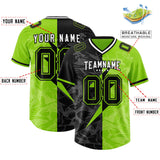 Custom Neon Green Black Split Personalized Lightning Pattern Football Jersey