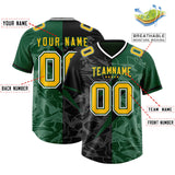 Custom Black Green Split Personalized Lightning Pattern Football Jersey