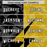 Custom Old Gold Black Split Personalized Lightning Pattern Football Jersey