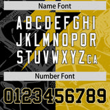 Custom Old Gold Black Split Personalized Lightning Pattern Football Jersey