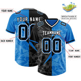 Custom Panther Blue Black Split Personalized Lightning Pattern Football Jersey