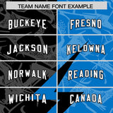 Custom Panther Blue Black Split Personalized Lightning Pattern Football Jersey