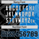 Custom Panther Blue Black Split Personalized Lightning Pattern Football Jersey