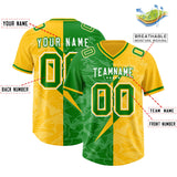 Custom Kelly Green Yellow Split Personalized Lightning Pattern Football Jersey