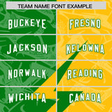 Custom Kelly Green Yellow Split Personalized Lightning Pattern Football Jersey