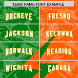 Custom Orange Kelly Green Split Personalized Lightning Pattern Football Jersey