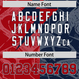 Custom Navy Red Split Personalized Lightning Pattern Football Jersey