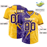 Custom Yellow Purple Split Personalized Lightning Pattern Football Jersey