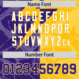 Custom Yellow Purple Split Personalized Lightning Pattern Football Jersey