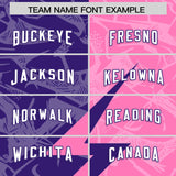 Custom Pink Purple Split Personalized Lightning Pattern Football Jersey