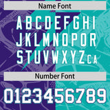 Custom Aqua Purple Split Personalized Lightning Pattern Football Jersey