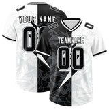 Custom White Black Split Personalized Lightning Pattern Football Jersey