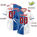 Custom White Royal Split Personalized Lightning Pattern Football Jersey
