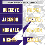 Custom Purple White Split Personalized Lightning Pattern Football Jersey