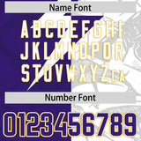 Custom Purple White Split Personalized Lightning Pattern Football Jersey