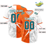 Custom Orange White Split Personalized Lightning Pattern Football Jersey
