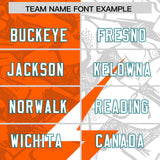Custom Orange White Split Personalized Lightning Pattern Football Jersey