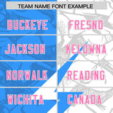 Custom Light Blue White Split Personalized Lightning Pattern Football Jersey