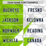 Custom Neon Green White Split Personalized Lightning Pattern Football Jersey