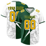 Custom Green White Split Personalized Lightning Pattern Football Jersey