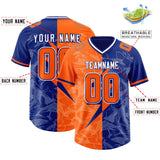 Custom Orange Royal Split Personalized Lightning Pattern Football Jersey