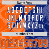 Custom Orange Royal Split Personalized Lightning Pattern Football Jersey