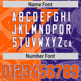 Custom Orange Purple Split Personalized Lightning Pattern Football Jersey