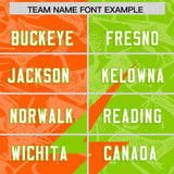 Custom Neon Green Orange Split Personalized Lightning Pattern Football Jersey