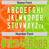 Custom Neon Green Orange Split Personalized Lightning Pattern Football Jersey