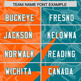 Custom Aqua Orange Split Personalized Lightning Pattern Football Jersey