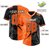 Custom Black Orange Split Personalized Lightning Pattern Football Jersey
