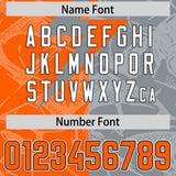 Custom Grey Orange Split Personalized Lightning Pattern Football Jersey